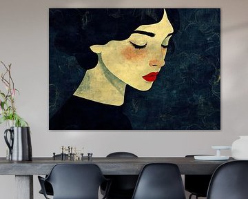 Frau mit roten Lippen von Kunst Laune