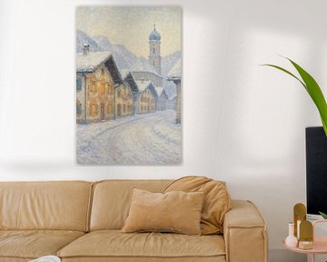 Oberammergauer Kirche im Winter – Bayerisches Dorf Impressionistische Kunst von Travel Shop