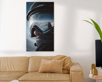 Person mit Skihelm und Brille, Nahaufnahme von MNS Designs