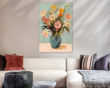Bunte Blumen in einer Vase von Melloi Art Prints