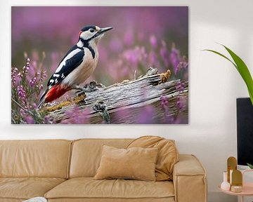 Buntspecht (Dendrocopos major) in der Heide von Christian Müringer