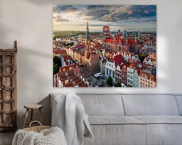 Luchtfoto van de oude stad in Gdansk, Polen van Michael Abid