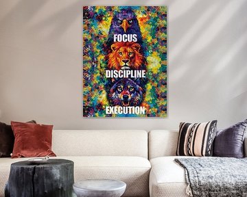 Focus Discipline Execution Eagle Lion Wolf Motivational Portrait by Ramy Salah Hefny