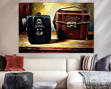 Boxkamera mit Fototasche