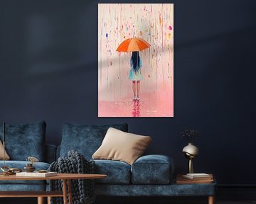 Orangefarbener Regenschirm