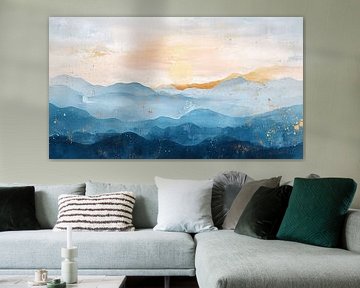 Bergen | Cream Sun Blue Mountains by Modern Collection