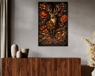 Deer surrounded by flowers