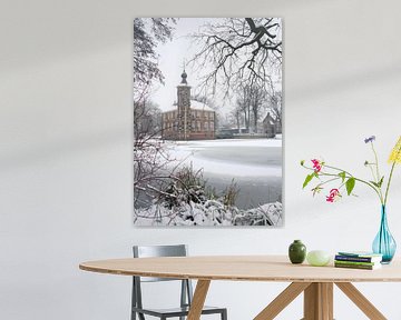 Bouvigne Castle in a snowy winter landscape. by Andre Gerbens