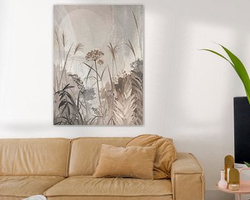 Japandi Art. Dreamy, delicate grasses in calm, neutral shades. by Studio Pieternel