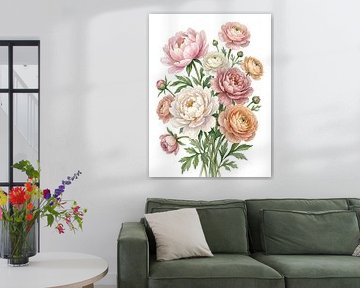 Pastell-Bouquet - Pfingstrosen und Ranunkeln von Max Steinwald