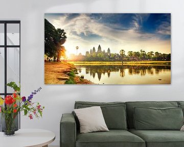 Sonnenaufgang Panorama in Angkor Wat von Erwin Lodder