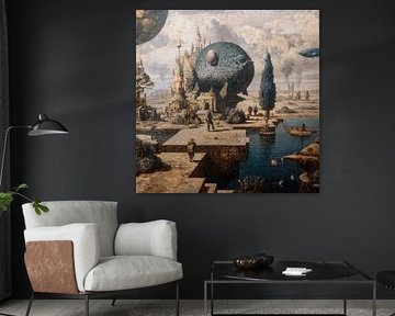 Unglaubliches Traumleben im Vintage-Stil surrealistischer Ölgemälde von Aden Pink Studio