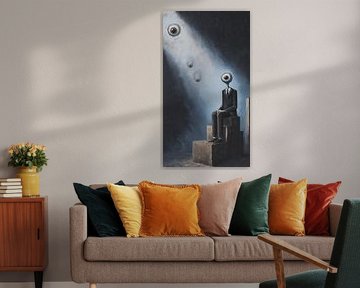 Ich bin am Leben, aber meine Seele ist leer – Moderne, farbenfrohe Vintage-Digitalillustration von Aden Pink Studio