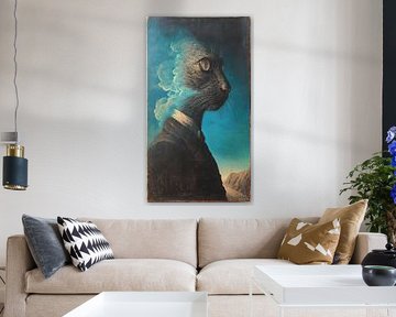 Unglaubliche korrupte Macht Vintage-Ölgemälde Surreale gruselige Kunst von Aden Pink Studio