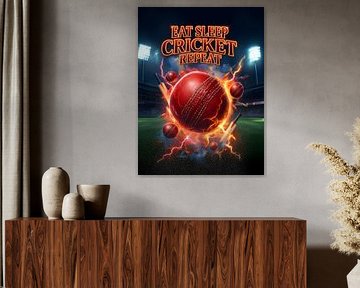 Manger, dormir, cricket, recommencer. Art mural rétro intense Bootleg. sur Art Bloom