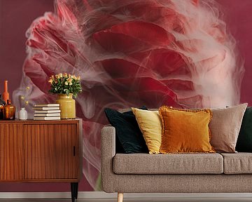 Loving red: Embraced by white smoke by Marjolijn van den Berg