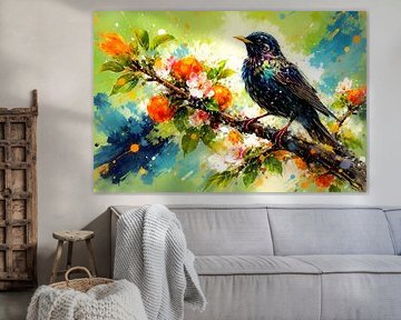 Star auf blühendem Ast von Linda de Klein