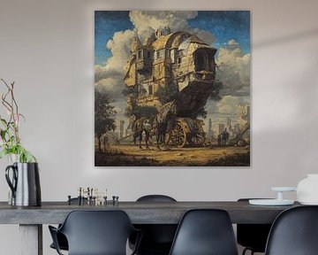 Industrial City in Framed Carts by Aden Pink Studio