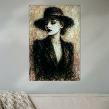 Mysterium in Sepia – Vogue-Porträt mit schwarzem Hut