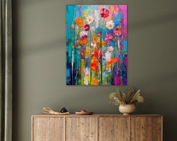 Modern Abstrakt Bunt Sommerliche Feldblumen