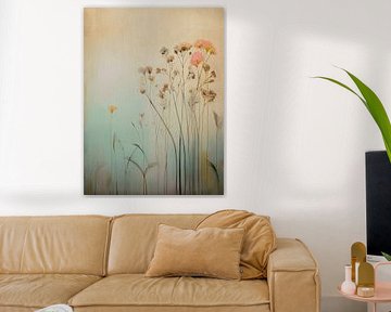 Minimalistische Feldblumen in ruhigen Pastelltönen