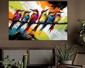 Mangeurs d'abeilles sur un fil