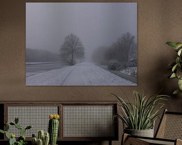Kanaaldijk in de winter