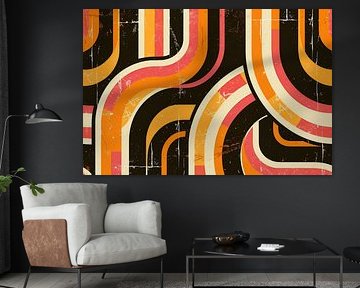 70s Retro Abstract | Oranje en Roze Vintage van Lauren Wilde