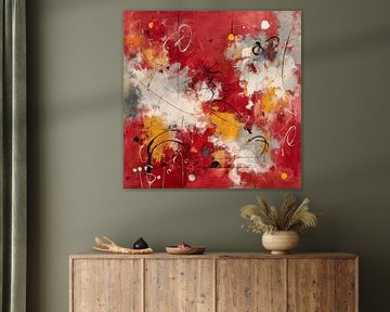 Modernes abstraktes Gemälde in Rot und Gelb von Joriali Abstrakte Kunst