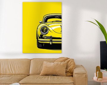 Retro-Sportwagen Front Pop Art Gelb Porträt von Ramy Salah Hefny