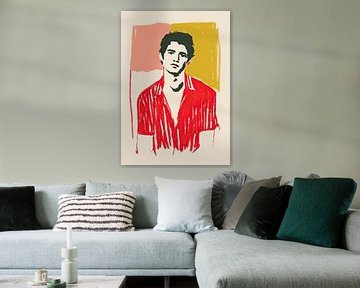 Gestileerd mannenportret in rood en geel