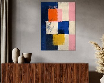 Modern kleurrooster in blauw, oranje en roze