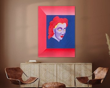 Portret: Rode krullen en een blauw gezicht