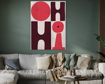 Minimalistische OH HI-typografie in rood