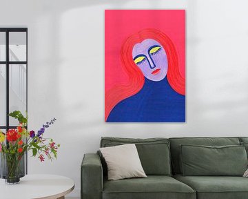 Grafisch portret: rood haar en gele ogen