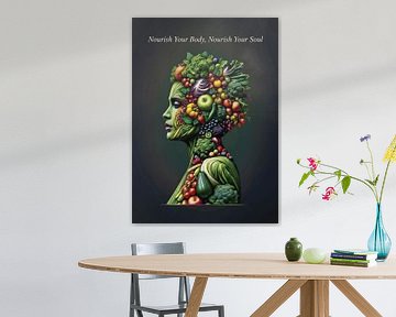 Poster « Nourrissez votre corps, nourrissez votre âme » – Décoration murale pour un mode de vie sain, décoration bien-être pour cuisine moderne &  sur darrent Mark