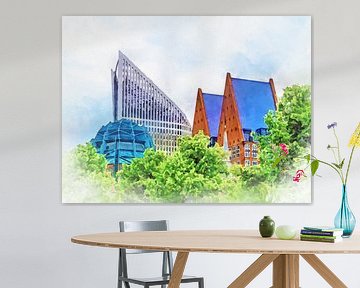 Skyline de La Haye avec la tour Hof, Hollande-Méridionale, Pays-Bas. sur Danny de Klerk