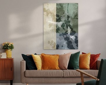 Wabi-sabi neutral minimalist art in sand, green, grey by Dina Dankers