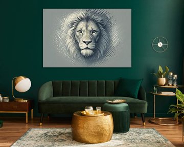 Graphic lion's head in grey by Art & Soul Creations