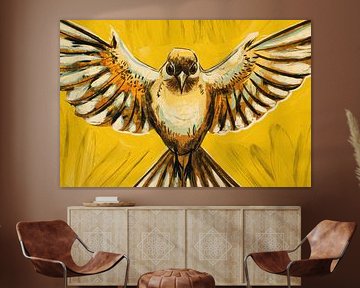 Flügel weit auf ockerfarbenem Boden von Imperial Art House