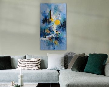 Griezelige surrealistische hedendaagse collage met dromerige abstracte vormen