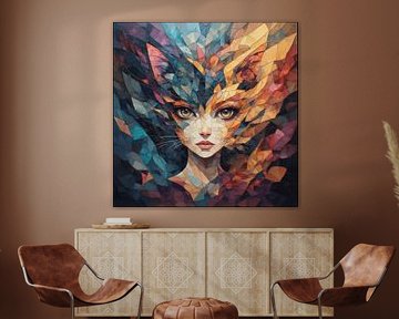 Stralende mozaïekvrouw — Hedendaags geometrisch portret van ForKey