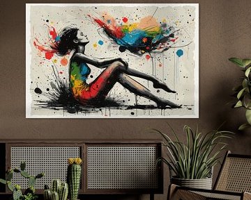 Vrijheid in beweging — Expressieve abstracte vrouwenfiguur van ForKey