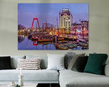 Oude Haven op een decemberavond van Frans Blok - foto's, kunst en andere wanddecoratie