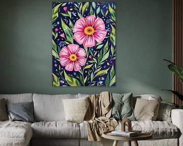 Colourful flowers botanical nature illustration by Aniet Illustration