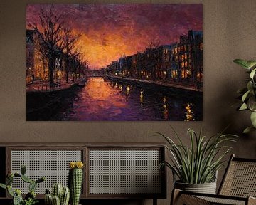 Vuur in de Schemer in Amsterdam van Franka Poulain