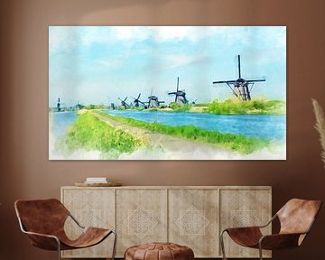 Les moulins de Kinderdijk, Hollande-Méridionale, Pays-Bas sur Danny de Klerk