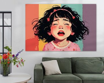 Raw Emotion — Modern Decorative Crying Child Portrait by ForKey