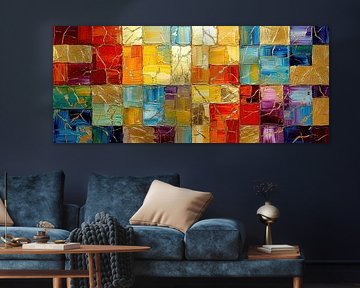 Painting with luxurious gold in abstraction