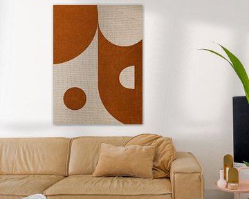 Abstrakte geometrische Formen mit Leinenstruktur in Terrakotta